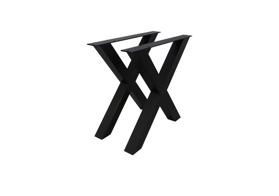 Esstisch ELIS Wildeiche Massiv mit Baumkante – 4,5 cm Platte (aufgedoppelt), X-Gestell Metall Schwarz, geölt (160–260 cm)