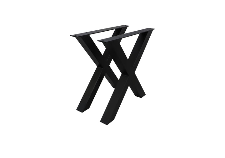 Esstisch ELIS Wildeiche Massiv mit Baumkante – 4,5 cm Platte (aufgedoppelt), X-Gestell Metall Schwarz, geölt (160–260 cm)