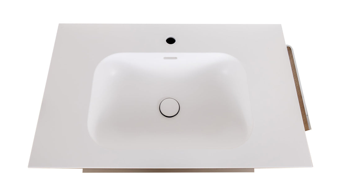 GEBA Waschtischunterschrank mit Waschtisch, grifflos, vormontiert – in 80/90/100 cm Breite, Farben Eiche natur oder Weiß