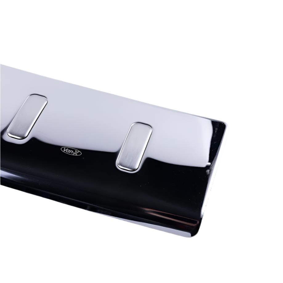 VW T6.1 Heckstoßstangen-Schutzleiste für Flügeltüren – Edelstahl (Mirror + gebürsteter Insert) | 3M Tape