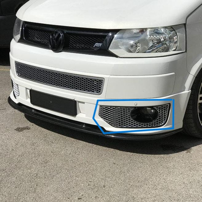 For VW T5 .1 Honeycomb Sport-Line Front Spoiler Foglight Trims (Matte Chrome)