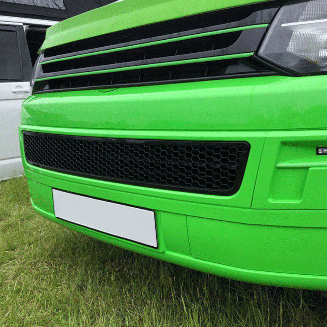 VW T5.1 Honeycomb Stoßstangen-Grill Matt Schwarz – Front Bumper Mesh aus ABS, lackierbar, ready to fit
