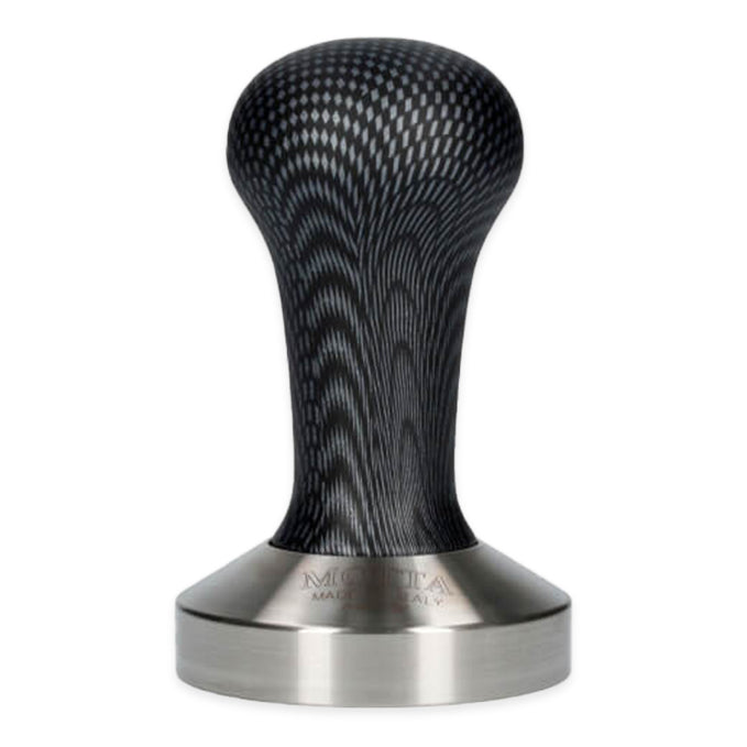 Motta Tamper Carbon Look 58mm – Espresso Tamper mit Edelstahl-Basis, ergonomischer Griff, für gleichmäßiges Tampen