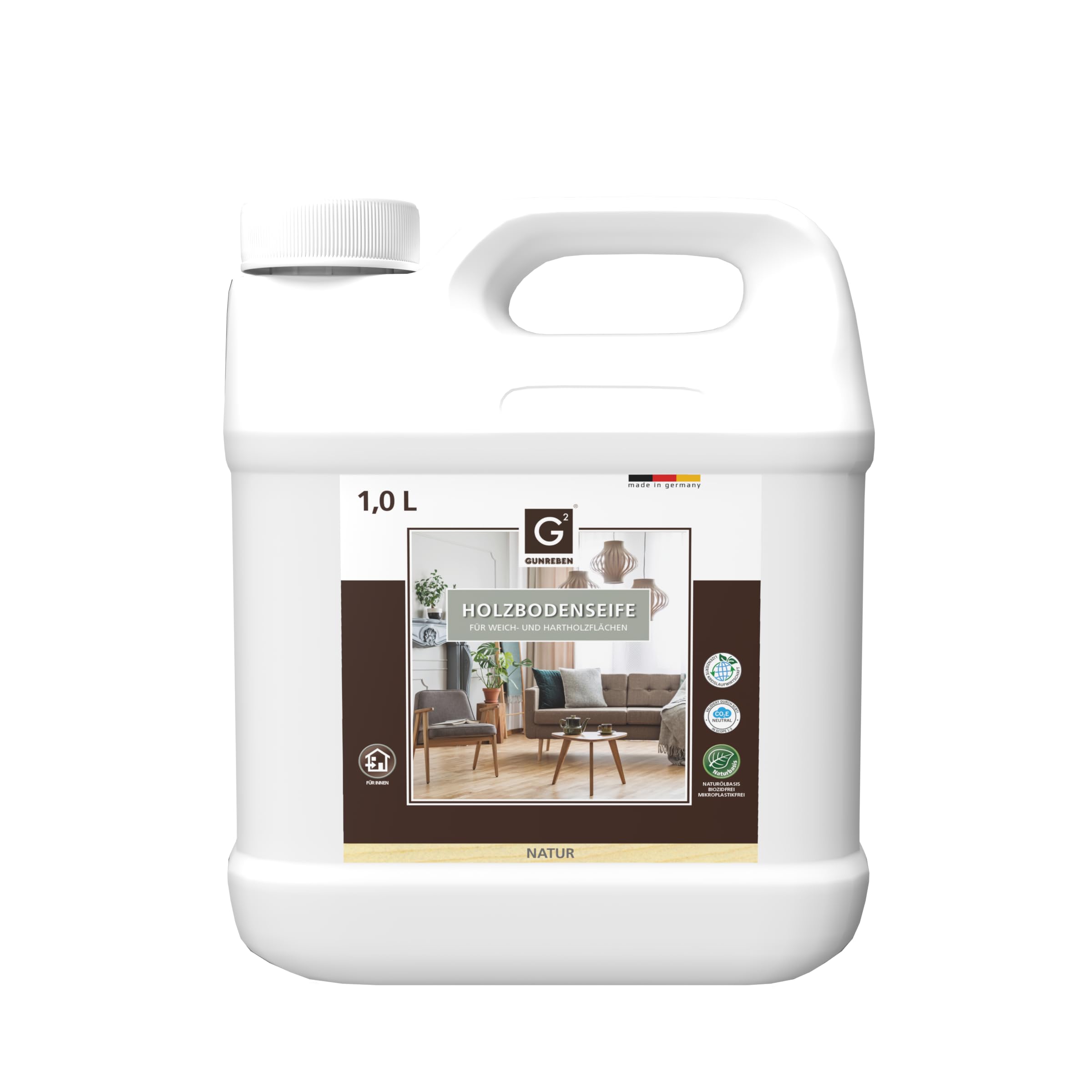 G² Holzbodenseife Natur - 1,0L - Reinigt und pflegt Holzböden