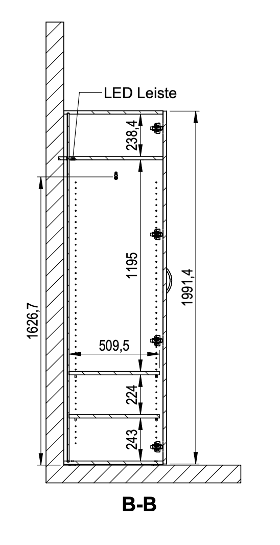 GEBA SmartLine Kleiderschrank 100 cm – Weiß mit LED-Beleuchtung & Soft-Close (Made in Germany)