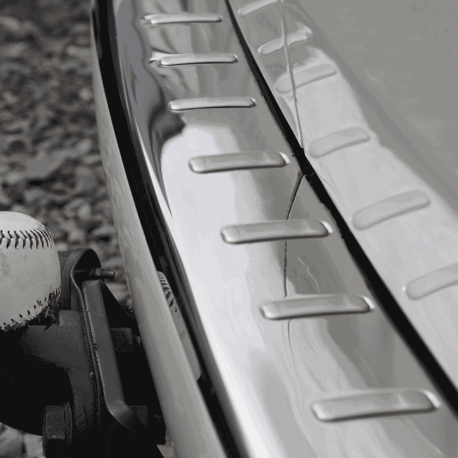 VW T6.1 Heckstoßstangen-Schutzleiste für Flügeltüren – Edelstahl (Mirror + gebürsteter Insert) | 3M Tape