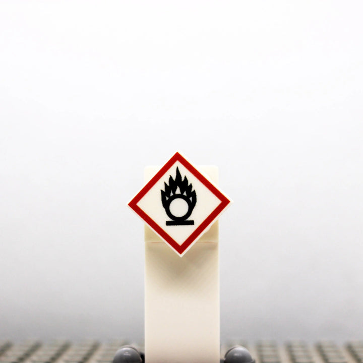 „GHS brandfördernd“ LEGO® Tile 2x2 – Weiß, UV-Druck (Custom) | Brickhunter.shop