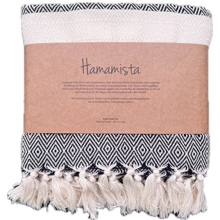 Hamamtuch Charlotte schwarz - handgewebt