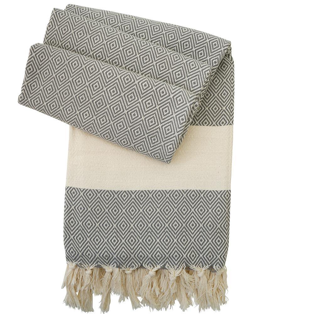 Hamamtuch Charlotte dunkelgrau - handgewebt