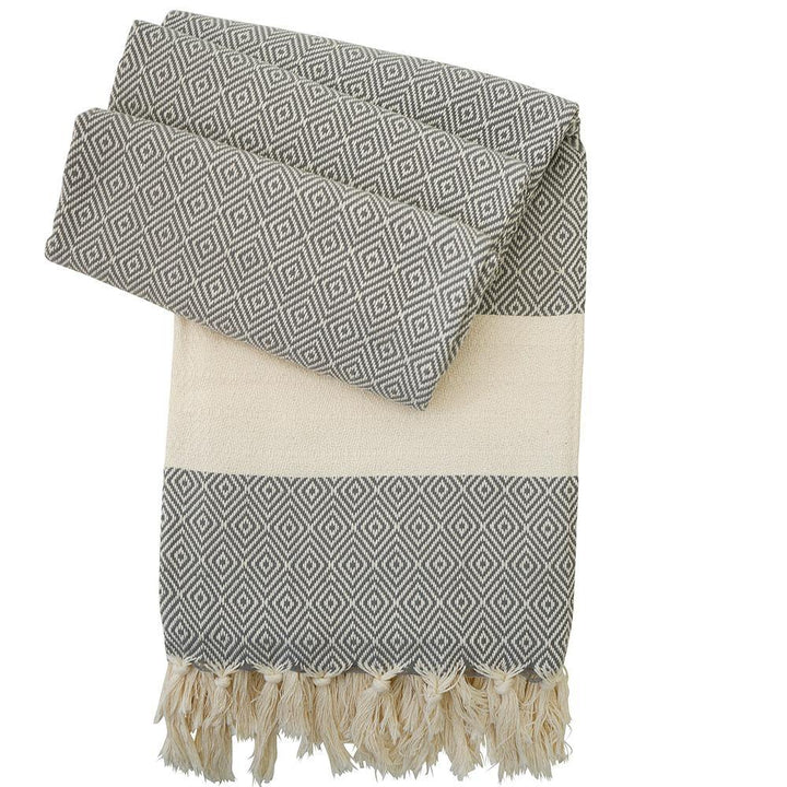 Hamamtuch Charlotte dunkelgrau - handgewebt