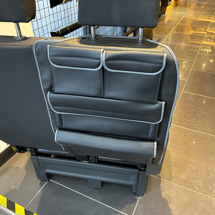 For New VW Crafter Right Side Double Passenger Seat Back Organiser | Black Leatherette Storage Pocket – Van-X