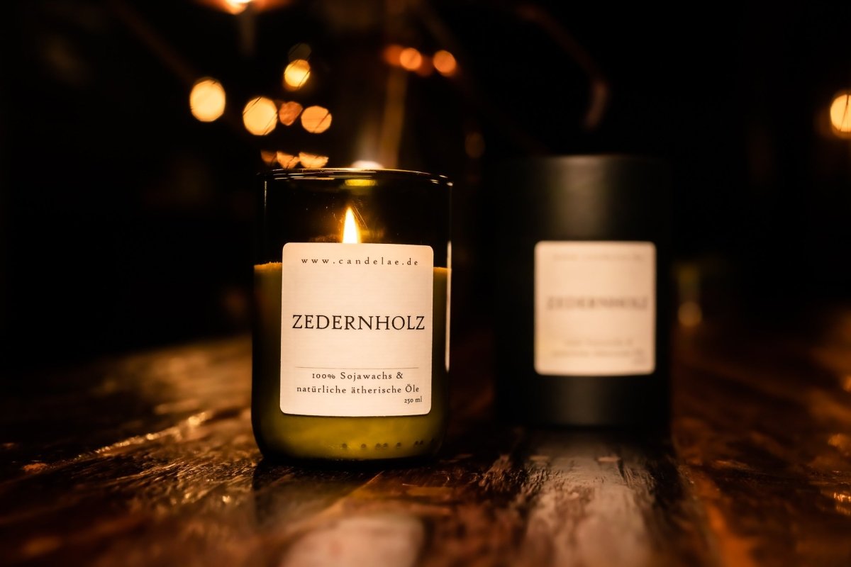 Zedernholz – Duftkerze aus Sojawachs mit beruhigendem, holzigem Aroma für entspannte Momente