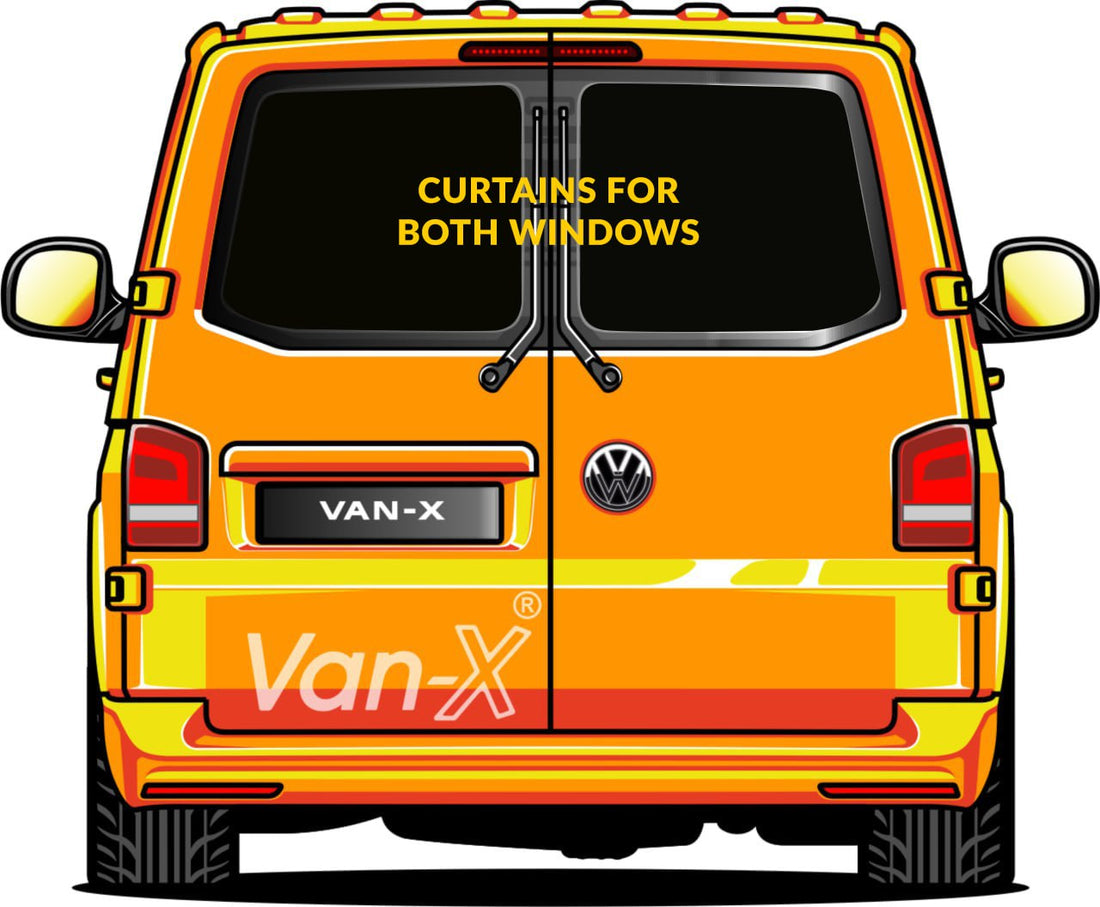For VW T5 Transporter Van Conversion Premium Curtains Van-X - Black/Black