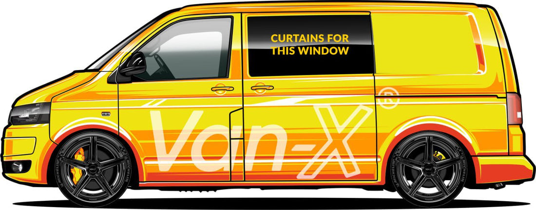 For VW T5 Transporter Van Conversion Premium Curtains Van-X - Black/Black