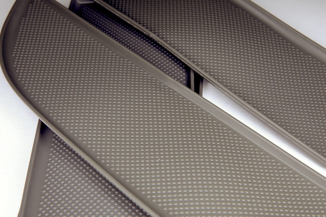 VW T5 / T5.1 Türfach-Einlagen Gummi/Silikon Dunkelgrau – Set (4 Stück) für Single Passenger, Door Pocket Inserts (2004–2015)