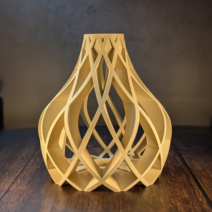 Vulkan Vase White Oak – PLA-Wood Design-Vase (3D-Druck), skulpturale Holzoptik für Trockenblumen (24,7 cm)